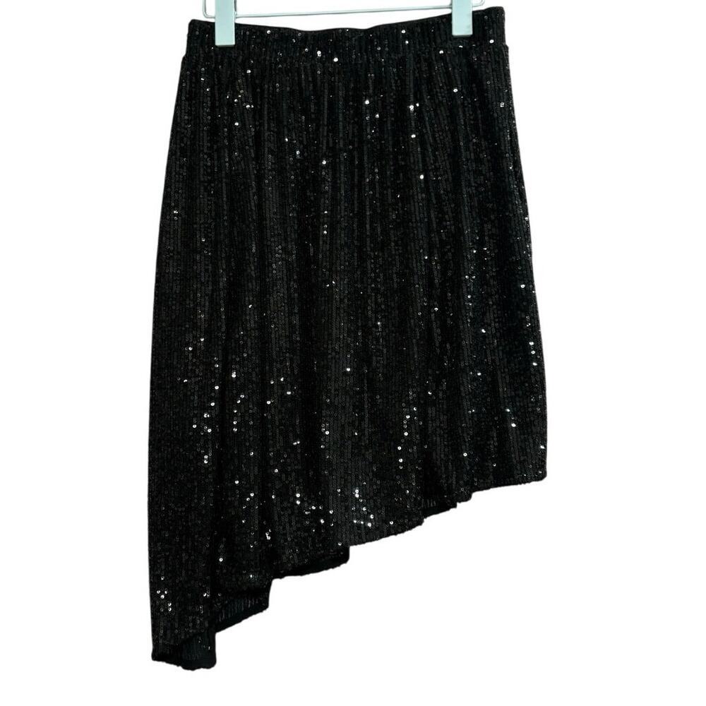 Free People Last Dance Sequin Asymmetrical Skirt Black Size XS